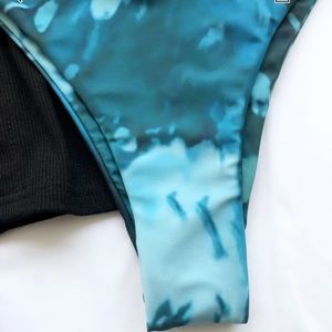 Marble aqua bikini bottom